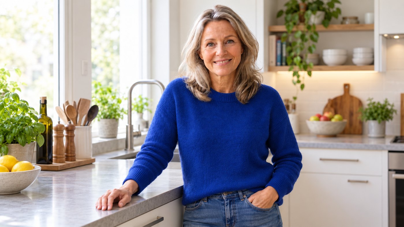 Anneke in a bright Dutch kitchen